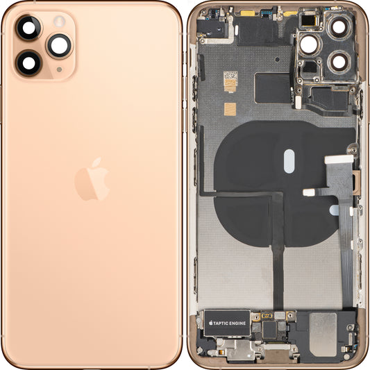 Pokrov baterije Apple iPhone 11 Pro Max, z srednjim ohišjem, popolni deli, zlata (mat zlata), premium zamenjava