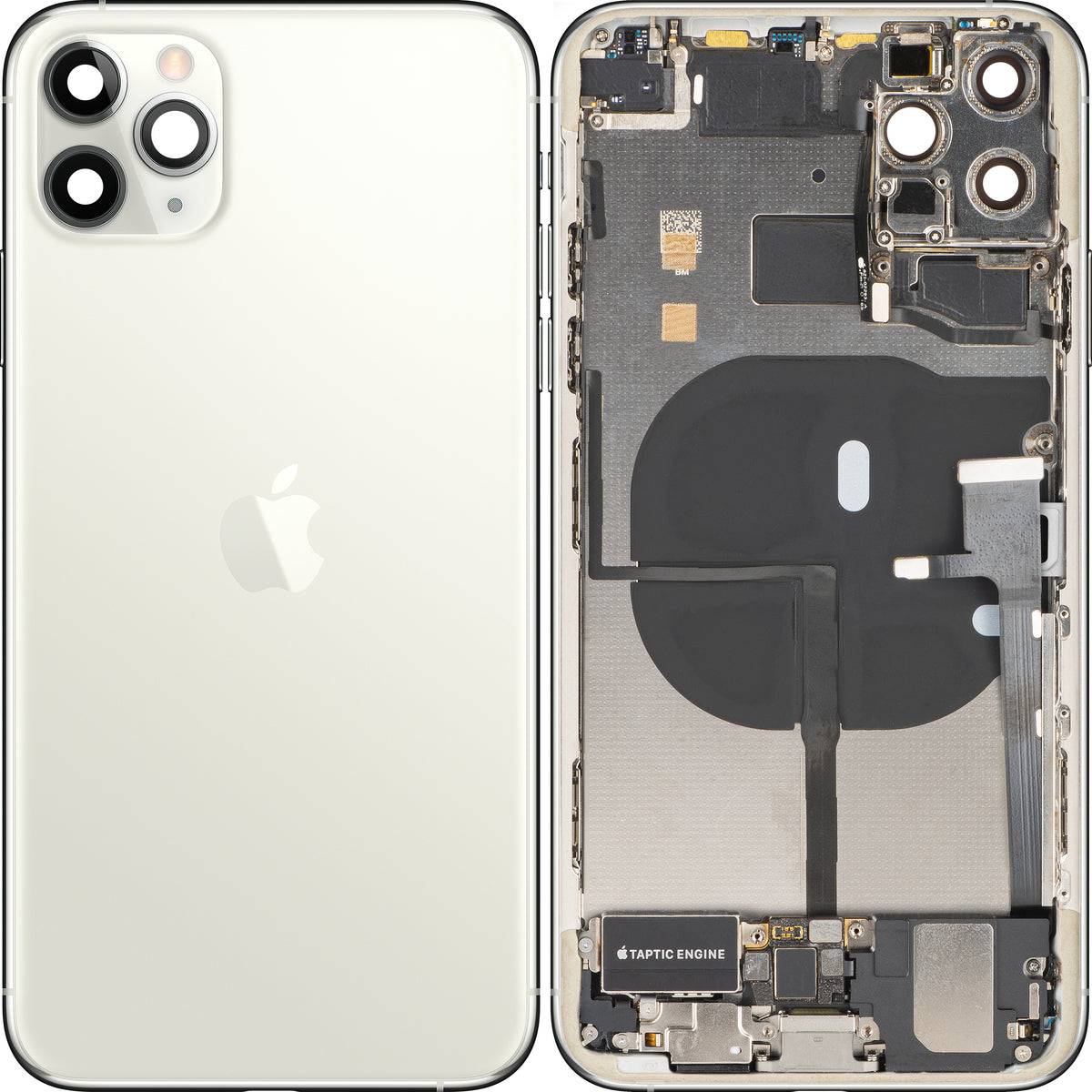 Pokrov baterije Apple iPhone 11 Pro Max, z srednjim ohišjem, popolni deli, srebrna (mat srebrna), premium zamenjava