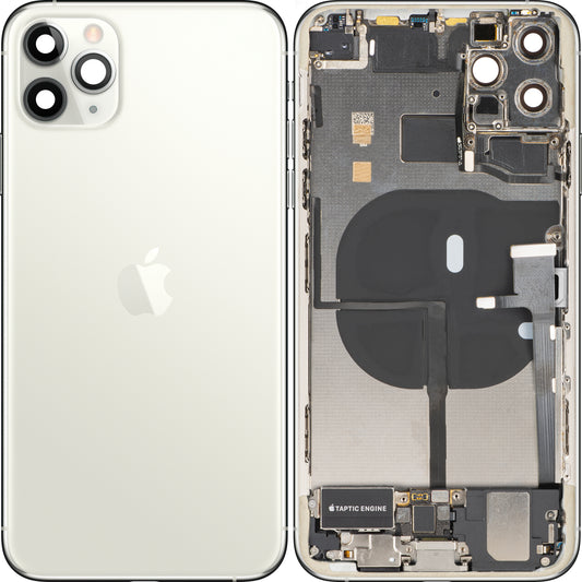 Pokrov baterije Apple iPhone 11 Pro Max, z srednjim ohišjem, popolni deli, srebrna (mat srebrna), premium zamenjava