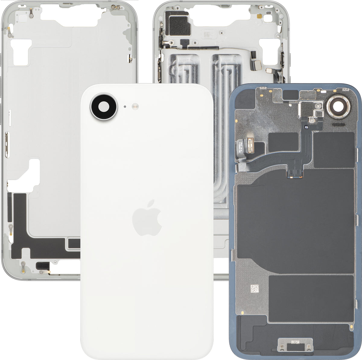 Pokrov baterije Apple iPhone 16e, s srednjim ohišjem, bel, Premium zamenjava