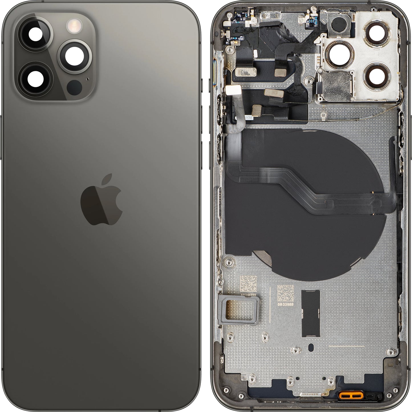 Battery Cover compatible with Apple iPhone 12 Pro, With Middle Frame, Black