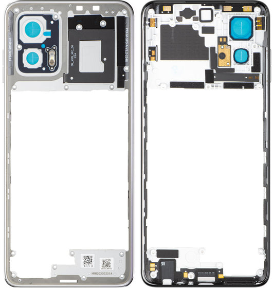 Srednji ohišje Motorola Moto G73, Srebrna (Lucent White), Service Pack 5S58C22265