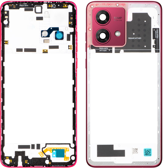 Ohišje sredine Motorola Moto G84, Rdeča (Viva Magenta), Service Pack 5S58C23328