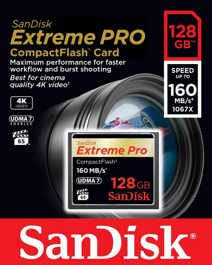 Pomnilniška kartica CompactFlash SanDisk Extreme Pro, 128Gb, UDMA 7 SDCFXPS-128G-X46