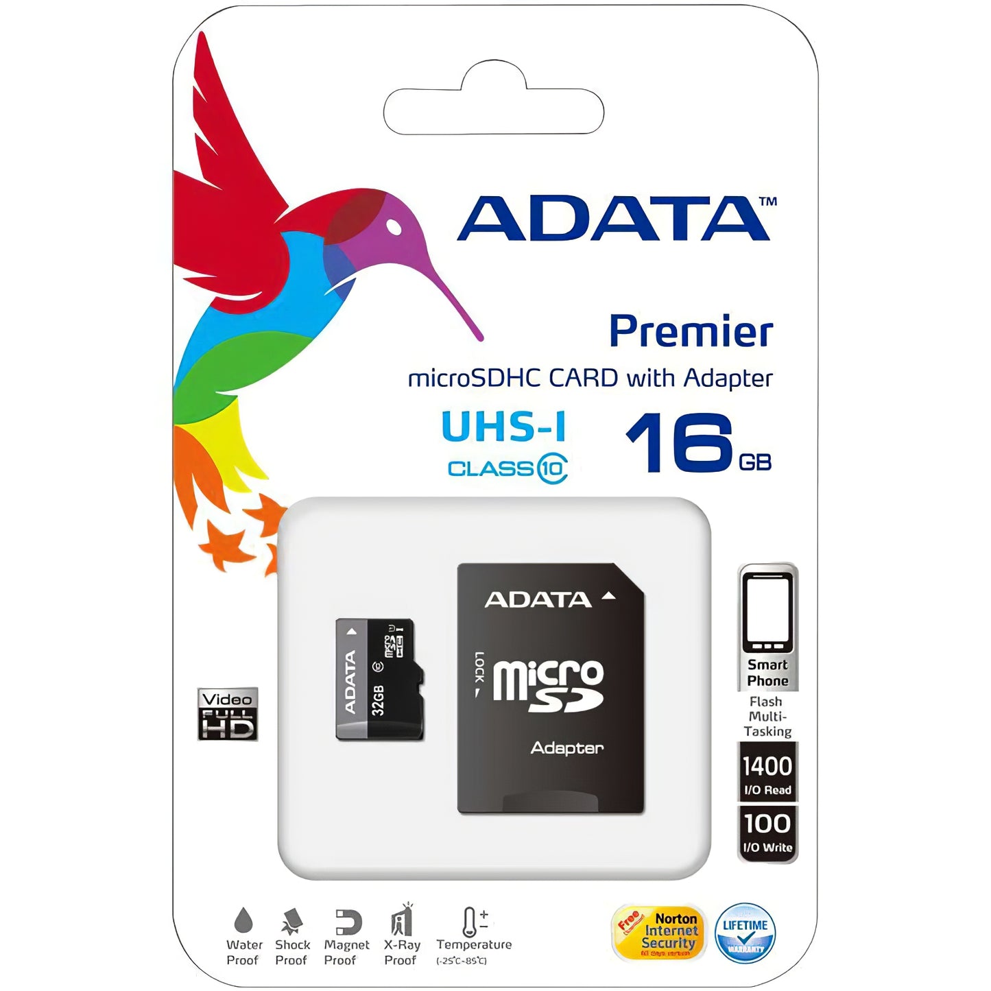 Spominska kartica microSDHC Adata Premier, 16 GB, razred 10 / UHS-1 U1, z adapterjem AUSDH16GUICL10-RA1 