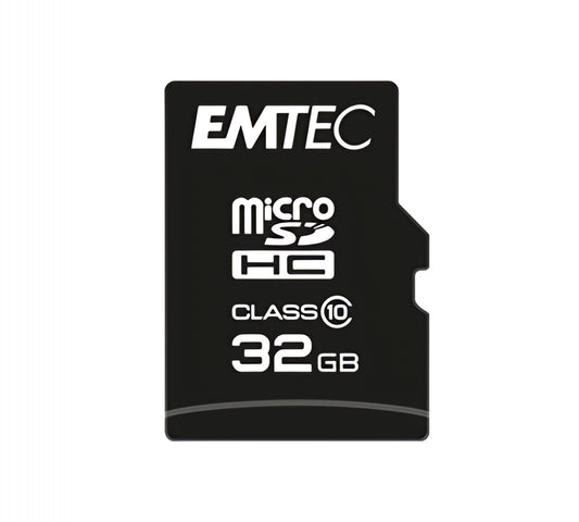 Emtec C10 Classic microSDHC Memory Card, 32Gb, Class 10, With Card Reader and Adapter ECMSDM32GHC10CGRA2