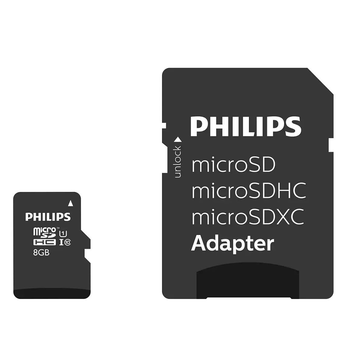 Pomnilniška kartica microSDHC Philips, 8GB, razred 10 / UHS-1 U1, z adapterjem FM08MP45B/10