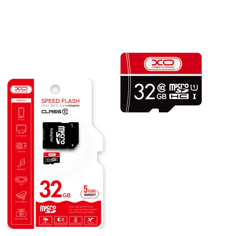 MicroSDHC pomnilniška kartica XO Design Speed Flash, 32GB, razred 10 / UHS-1 U3, z adapterjem