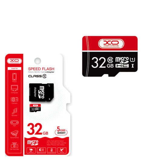 MicroSDHC pomnilniška kartica XO Design Speed Flash, 32GB, razred 10 / UHS-1 U3, z adapterjem