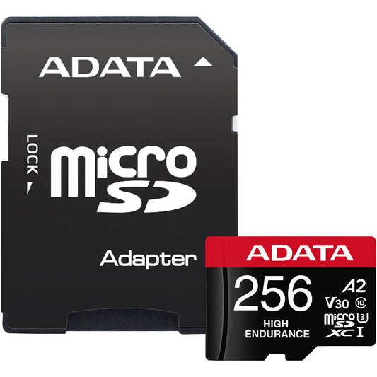 Spominska kartica microSDXC Adata High Endurance, 256Gb, Razred 10 / UHS-1 U3, Z adapterjem AUSDX256GUI3V30SHA2-RA1