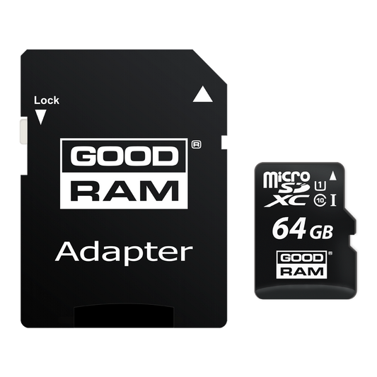 Pomnilniška kartica microSDXC GoodRam, 64Gb, Razred 10 / UHS-1 U1, z adapterjem M1AA-0640R12