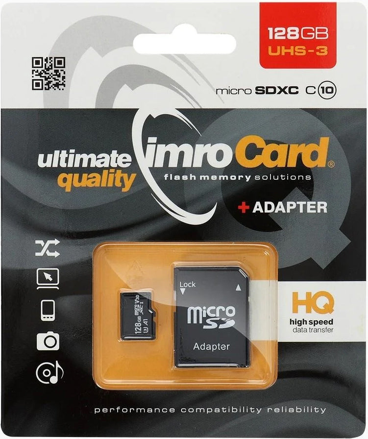 Spominska kartica microSDXC Imro, 128Gb, Razred 10 / UHS-1 U3, Z adapterjem