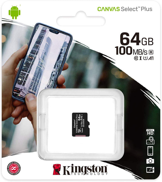 Pomnilniška kartica Kingston Canvas Select Plus, 64 GB, razred 10 / UHS-1 U1 SDCS2/64GBSP microSDXC