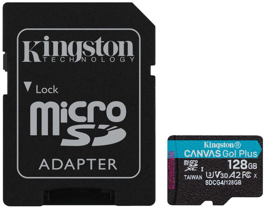 Spominska kartica microSDXC Kingston Canvas Go Plus Android A2, 128Gb, Razred 10 / UHS-1 U3, Z adapterjem SDCG4/128GB