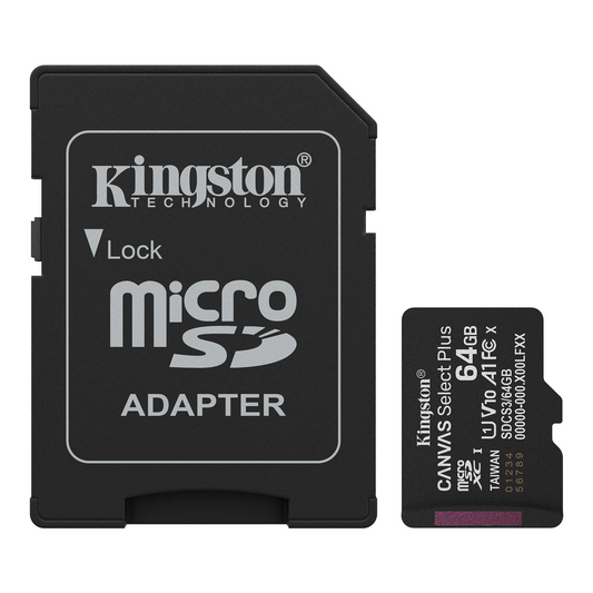 Spominska kartica microSDXC Kingston Canvas Select Plus Android A1, 64Gb, Razred 10 / UHS-1 U1, Z adapterjem SDCS3/64GB