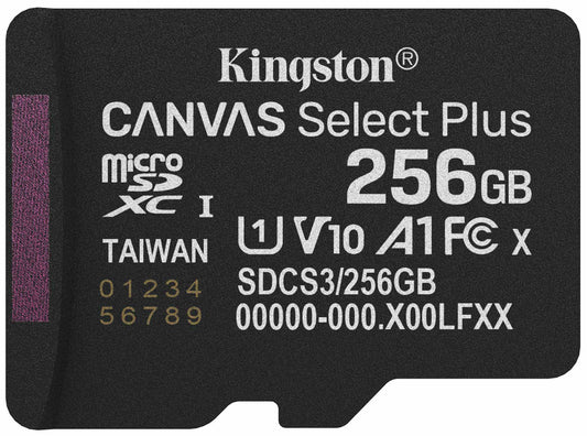 Spominska kartica microSDXC Kingston Canvas Select Plus Android A1, 256Gb, Razred 10 / UHS-1 U1 SDCS3/256GBSP