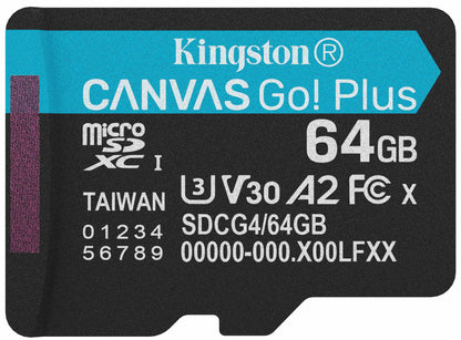 Spominska kartica microSDXC Kingston Canvas Go Plus Android A2, 64Gb, Razred 10 / UHS-1 U3 SDCG4/64GBSP
