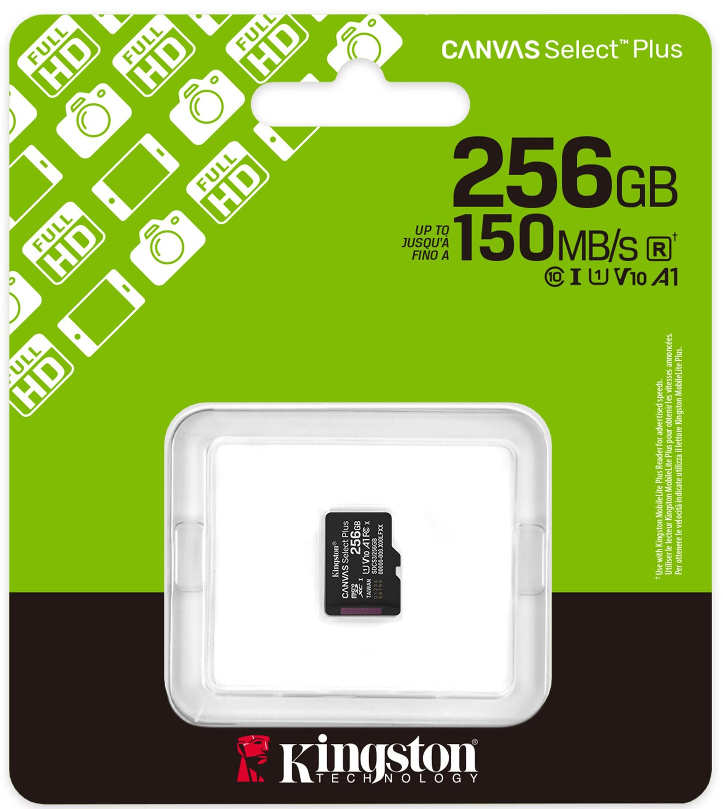 Spominska kartica microSDXC Kingston Canvas Select Plus Android A1, 256Gb, Razred 10 / UHS-1 U1 SDCS3/256GBSP