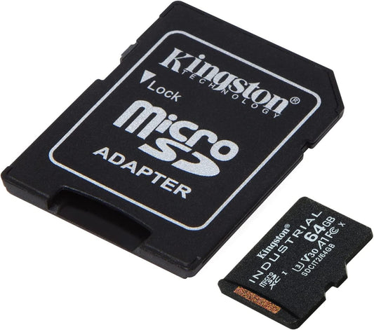 Spominska kartica microSDXC Kingston Industrial, 64Gb, Razred 10 / UHS-1 U3, Z adapterjem SDCIT2/64GB