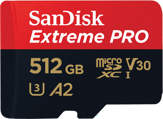 Spominska kartica microSDXC SanDisk Extreme Pro, 512Gb, Razred 10 / UHS-1 U3, Z adapterjem SDSQXCD-512G-GN6MA