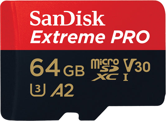Spominska kartica microSDXC SanDisk Extreme Pro, 64Gb, Razred 10 / UHS-1 U3, Z adapterjem SDSQXCU-064G-GN6MA