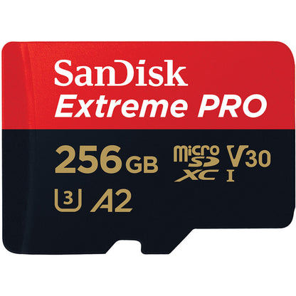 SanDisk Extreme Pro microSDXC Memory Card, 256Gb, Class 10 / UHS-1 U3, With Adapter SDSQXCD-256G-GN6MA