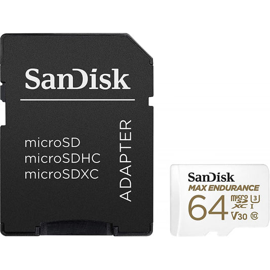 Spominska kartica microSDXC SanDisk MAX Endurance, 64Gb, Razred 10 / UHS-1 U3, Z adapterjem SDSQQVR-064G-GN6IA