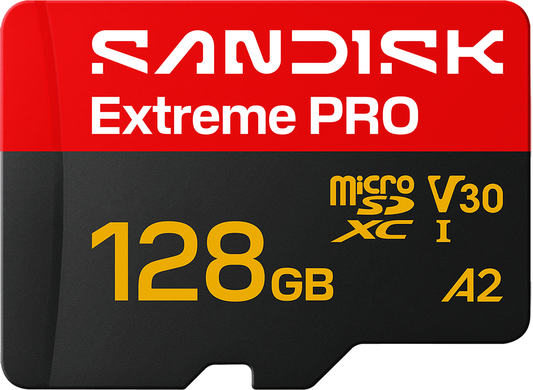 MicroSDXC pomnilniška kartica SanDisk Extreme Pro A2, 128GB, razred 10 / UHS-1 U3, z adapterjem SDSQXCJ-128G-GS6MA