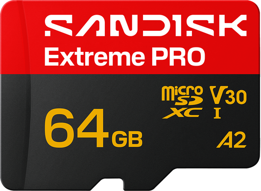 MicroSDXC pomnilniška kartica SanDisk Extreme Pro A2, 64GB, razred 10 / UHS-1 U3, z adapterjem SDSQXCU-064G-GS6MA
