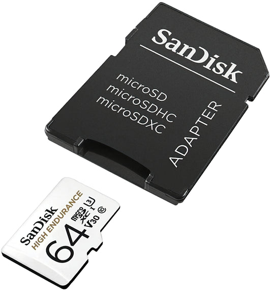 Spominska kartica microSDXC SanDisk High Endurance, 64Gb, Razred 10 / UHS-1 U3, Z adapterjem SDSQQNR-064G-GN6IA
