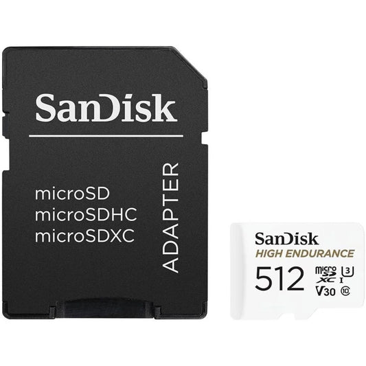 Spominska kartica microSDXC SanDisk High Endurance, 512Gb, Razred 10 / UHS-1 U3, Z adapterjem SDSQQNR-512G-GN6IA