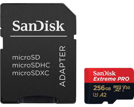 Spominska kartica microSDXC SanDisk Extreme Pro, 256Gb, Razred 10 / UHS-1 U3, Z adapterjem SDSQXCD-256G-GN6MA
