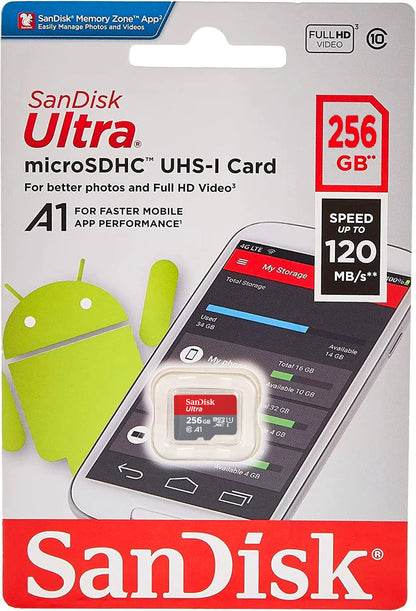 Spominska kartica microSDXC SanDisk Ultra Android A1, 256Gb, Razred 10 / UHS-1 U1 SDSQUAC-256G-GN6MN