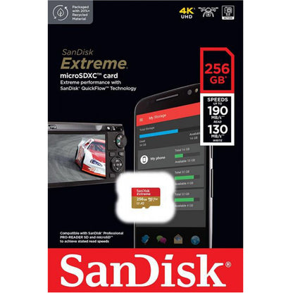 Spominska kartica microSDXC SanDisk Extreme, 256Gb, Razred 10 / UHS-1 U3 SDSQXAV-256G-GN6MN