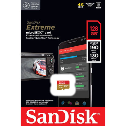 Spominska kartica SanDisk Extreme microSDXC, 128 GB, razred 10 / UHS-1 U3 SDSQXAA-128G-GN6MN 