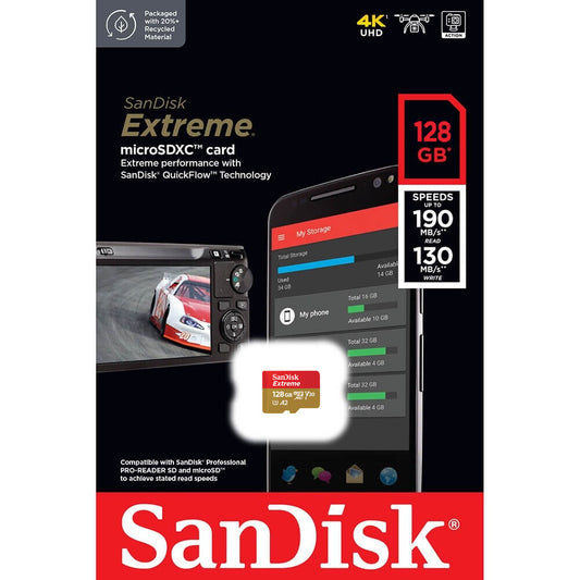 Spominska kartica SanDisk Extreme microSDXC, 128 GB, razred 10 / UHS-1 U3 SDSQXAA-128G-GN6MN 