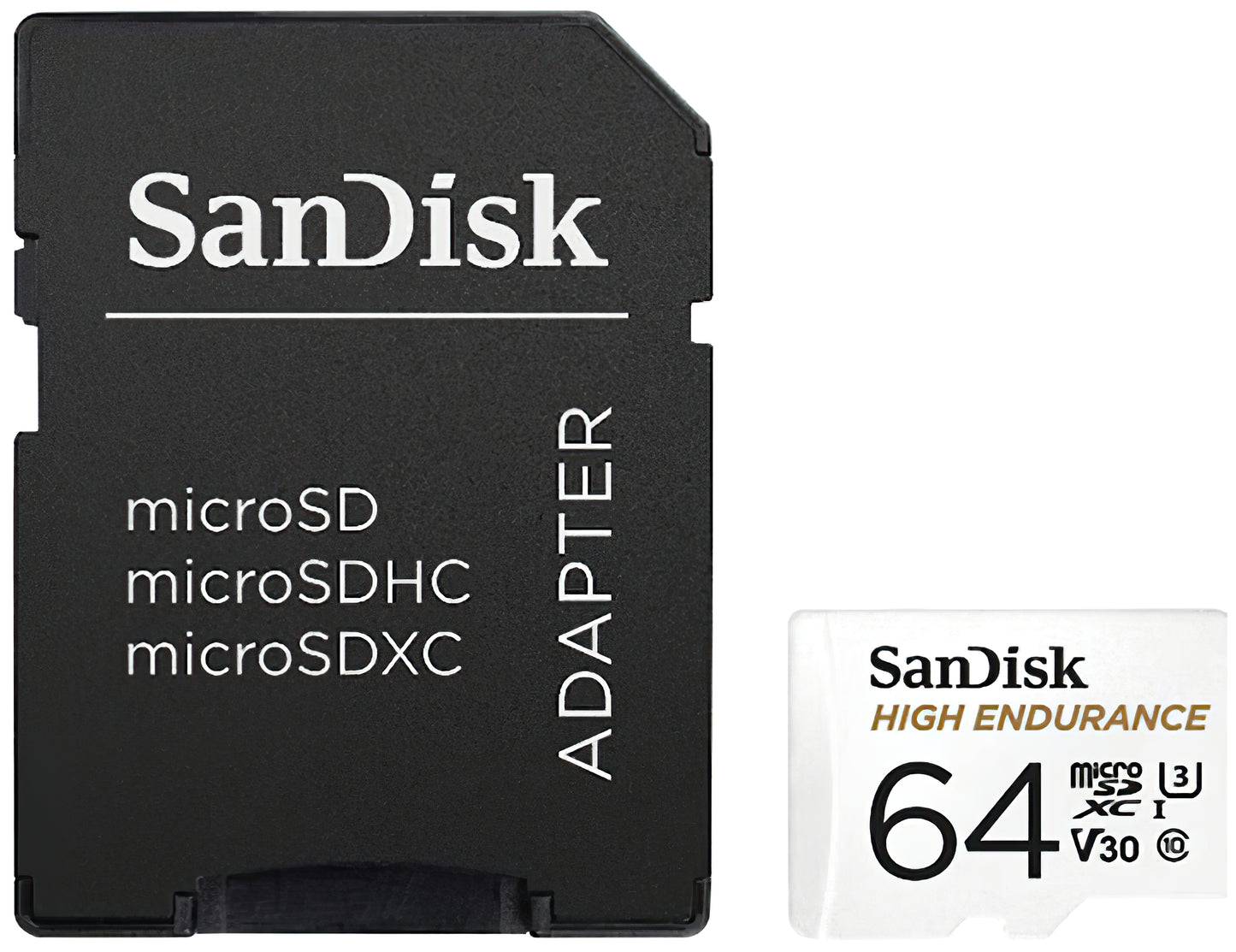 Spominska kartica microSDXC SanDisk High Endurance, 64Gb, Razred 10 / UHS-1 U3, Z adapterjem SDSQQNR-064G-GN6IA
