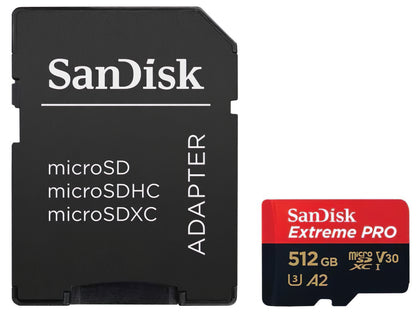 Spominska kartica microSDXC SanDisk Extreme Pro, 512Gb, Razred 10 / UHS-1 U3, Z adapterjem SDSQXCD-512G-GN6MA