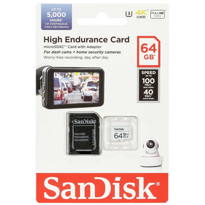 Spominska kartica microSDXC SanDisk High Endurance, 64Gb, Razred 10 / UHS-1 U3, Z adapterjem SDSQQNR-064G-GN6IA