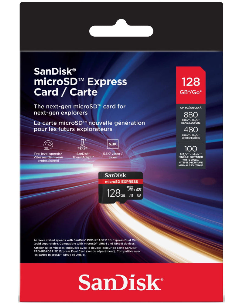 Spominska kartica microSDXC SanDisk Express, 128Gb, Razred 10 / UHS-1 U3 SDSQXFN-128G-GN4NN