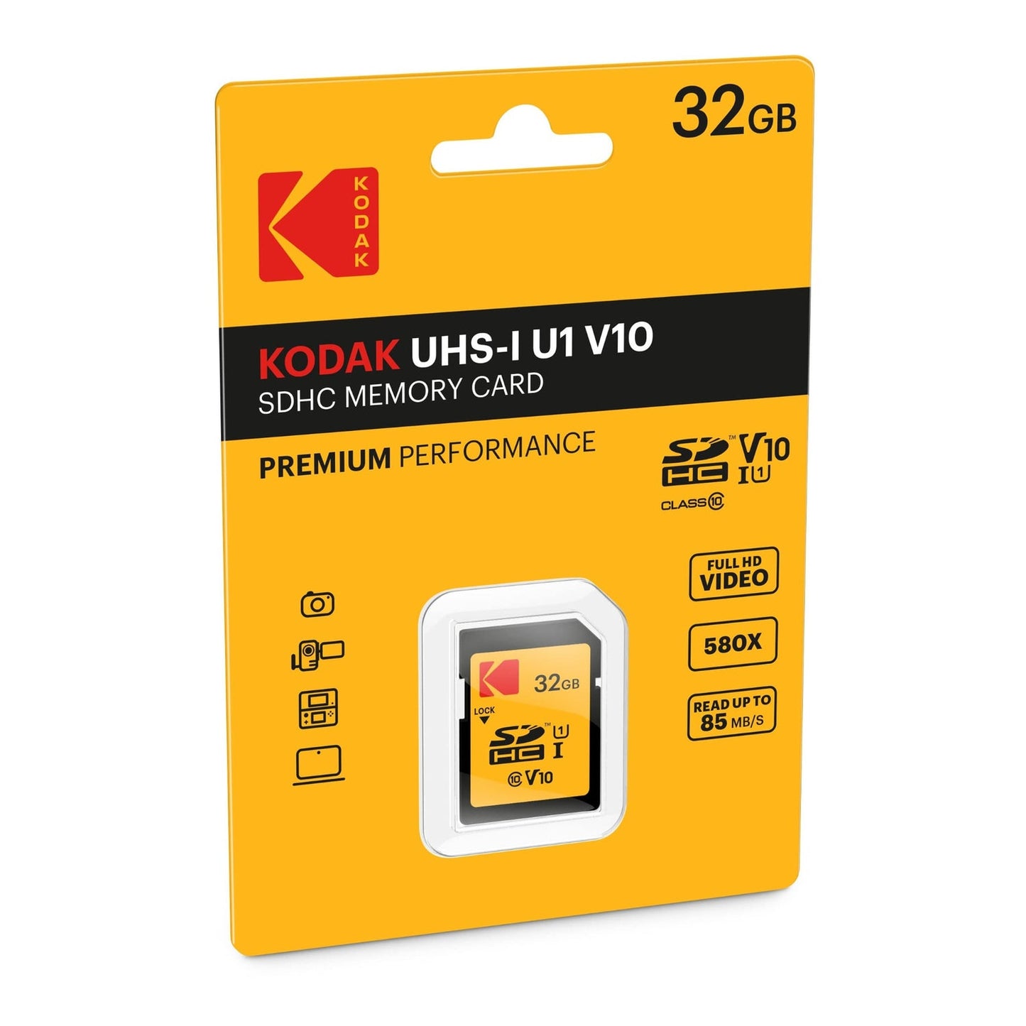 Spominska kartica SDHC Kodak Premium Performance, 32Gb, Razred 10 / UHS-1 U1 EKMSD32GHC10K