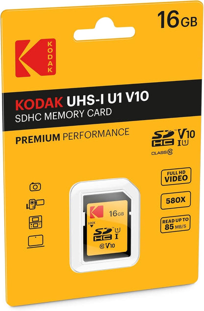 Pomnilniška kartica SDHC Kodak Premium Performance, 16Gb, Razred 10 / UHS-1 U1 EKMSD16GHC10K