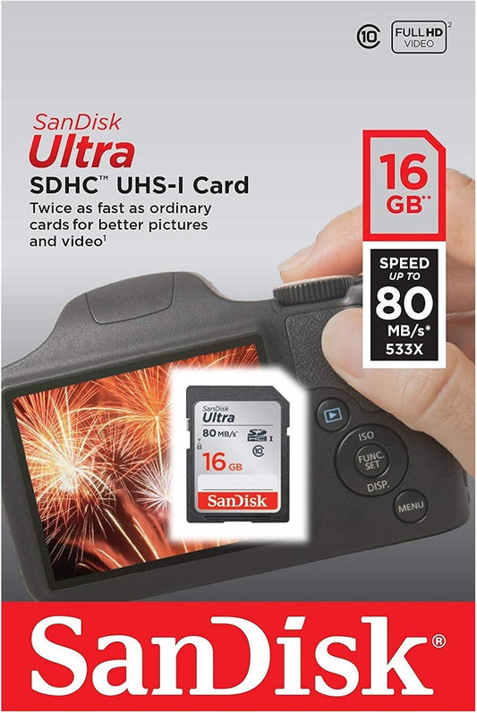 Pomnilniška kartica SDHC SanDisk Ultra, 16Gb, razred 10 SDSDUNC-016G-GN6IN