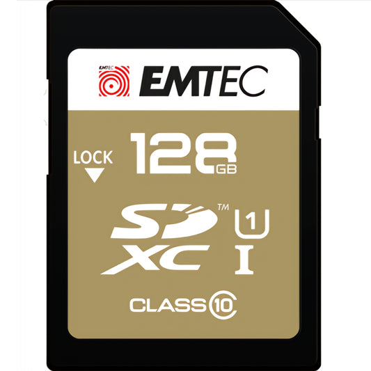 Emtec Elite Gold SDXC Memory Card, 128Gb, Class 10 / UHS-1 U1 ECMSD128GXC10GP