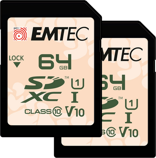 SDXC pomnilniška kartica Emtec Rugged Outdoor, 64Gb, razred 10 / UHS-1 U1, komplet 2 kosa ECMSD64GXCU1ORP2