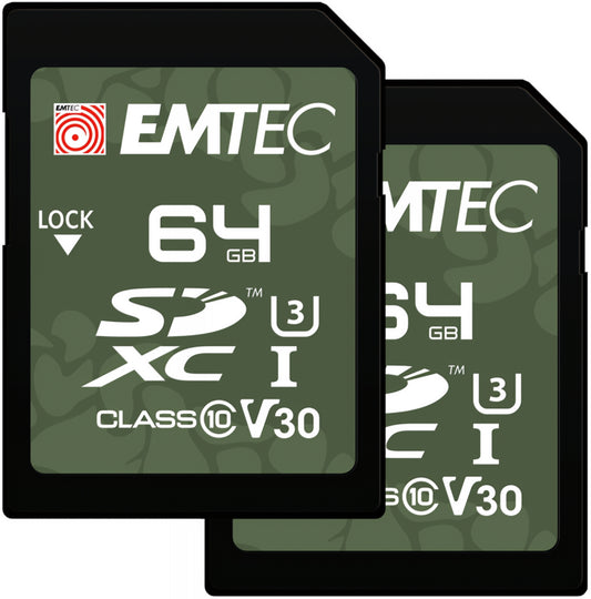 SDXC pomnilniška kartica Emtec Rugged Outdoor, 64GB, razred 10 / UHS-1 U3, komplet 2 kosa ECMSD64GXCU3ORP