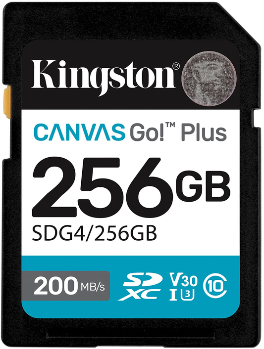 SDXC pomnilniška kartica Kingston Canvas Go Plus, 256GB, razred 10 / UHS-1 U3 SDG4/256GB