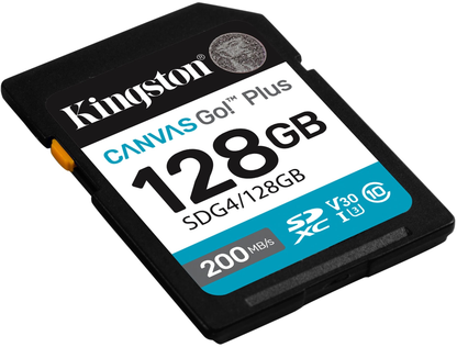 SDXC pomnilniška kartica Kingston Canvas Go Plus, 128GB, razred 10 / UHS-1 U3 SDG4/128GB