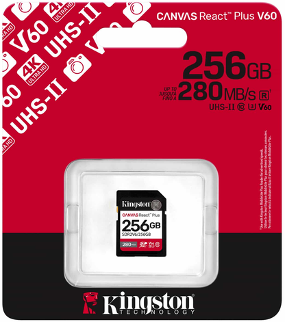 Spominska kartica SDXC Kingston Canvas React Plus, 256Gb, Razred 10 / UHS-2 U3 SDR2V6/256GB