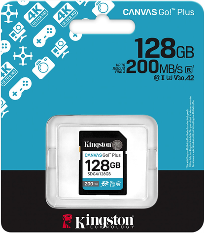 SDXC pomnilniška kartica Kingston Canvas Go Plus, 128GB, razred 10 / UHS-1 U3 SDG4/128GB